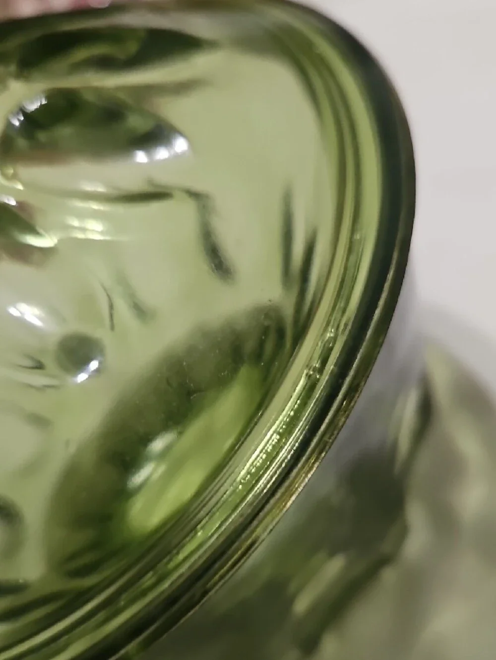 Vintage Hazel Atlas 'Reflection' Avocado Green Lidded Glass Candy Dish